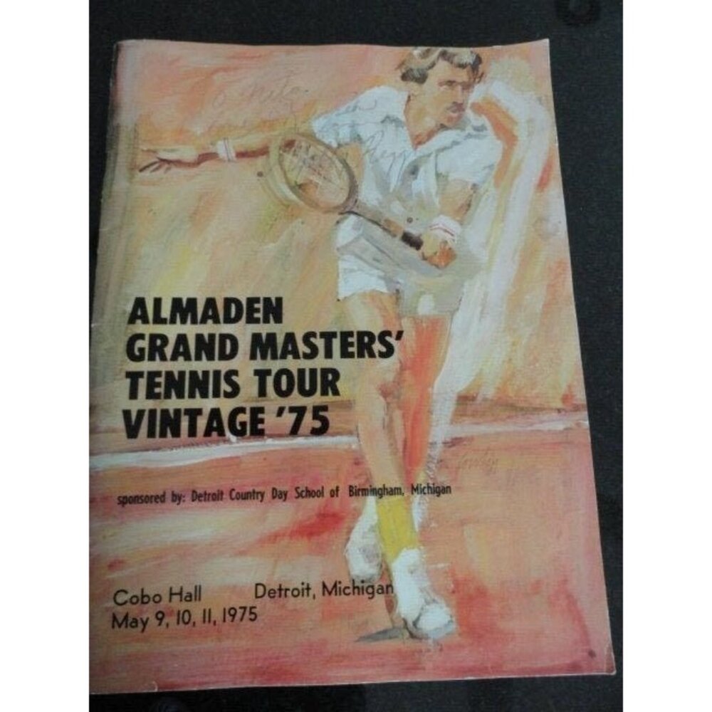 Vintage ’75 Bobby Riggs Signed Autographed GRAND MASTERS’ Tennis Program Detroit